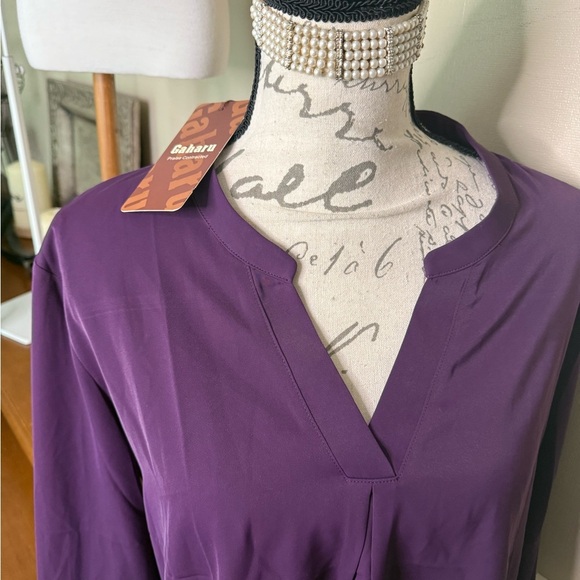 Elegant Purple Gaharu Rolltab Long Sleeve V Neck NWT - Picture 4 of 4